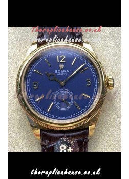 Rolex 1908 Perpetual in Yellow Gold Casing Blue Dial Swiss Replica Watch 