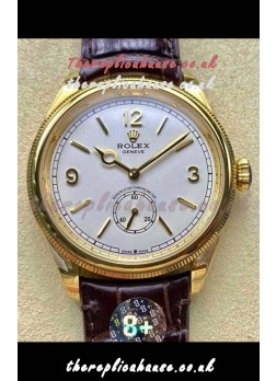 Rolex 1908 Perpetual in Yellow Gold Casing White Dial Swiss Replica Watch 