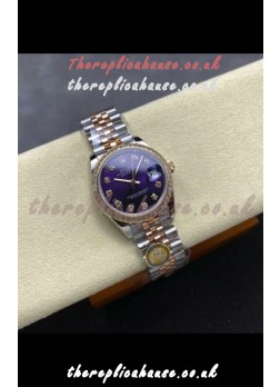Rolex Super Clone Datejust 31MM Blue Dial Rose Gold Super Clone Watch 