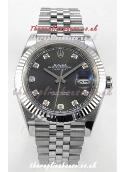 Datejust Super Clone 126334 Grey Diamonds Dial 41MM FREE SPRUNG MVMNT 3235 Watch 