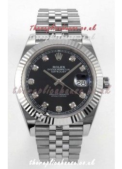 Datejust Super Clone 126334 Black Diamonds Dial 41MM FREE SPRUNG MVMNT 3235 Watch 
