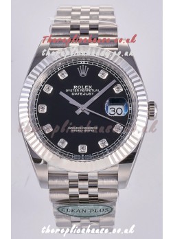 Datejust Super Clone 126334 Black Diamonds Dial 41MM FREE SPRUNG MVMNT 3235 Watch 