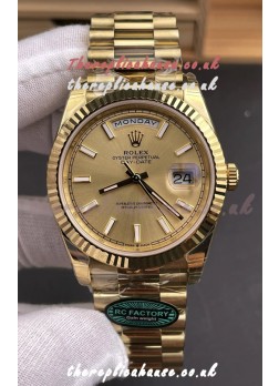 Rolex Day Date 228238 Yellow Gold in Gold Stick Dial Super Clone Watch 