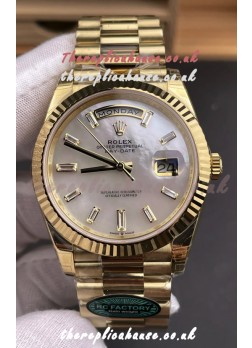 Rolex Day Date 228238 Yellow Gold in Pearl Dial Super Clone Watch 