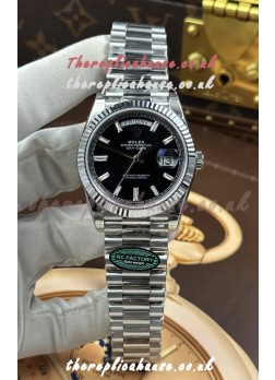 Rolex Day Date 228236 Stainless Steel Black Crystal Dial Super Clone Watch 