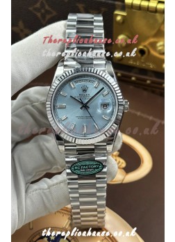 Rolex Day Date 228236 Stainless Steel ICE Blue Crystal Dial Super Clone Watch 