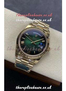 Rolex Day Date 228238 Yellow Gold Green Ombre Super Clone Watch 