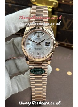 Rolex Day Date 228236 Rose Gold Pearl Dial Super Clone Watch 