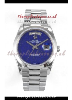 Rolex Day Date Stainless Steel Blue Lapis Dial 36MM Swiss Replica Watch 
