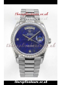 Rolex Day Date Blue Lapis Dial Diamonds Bezel 36MM Swiss Replica Watch 