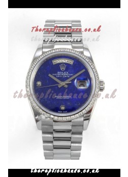 Rolex Day Date Blue Lapis Dial Diamonds Bezel 36MM Swiss Replica Watch 