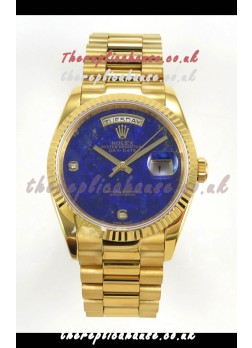 Rolex Day Date Yellow Gold Blue Lapis Dial 36MM Swiss Replica Watch 