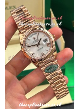 Rolex Day Date 228236 Rose Gold Steel Roman Dial Super Clone Watch 