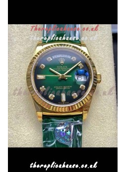 Rolex Day Date 128238 Yellow Gold Green Ombre Diamonds Dial Super Clone Watch 