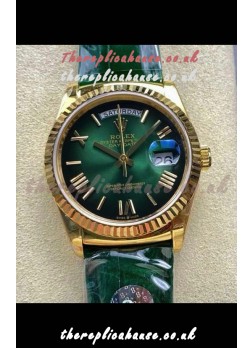 Rolex Day Date 128238 Yellow Gold Green Ombre Roman Dial Super Clone Watch 