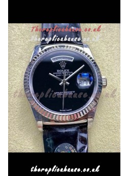 Rolex Day Date 128236 Stainless Steel Black Dial Super Clone Watch 