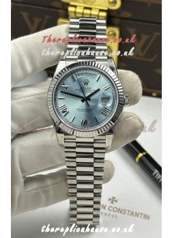 Rolex Day Date 228236 Stainless Steel ICE Blue Dial Super Clone Watch 
