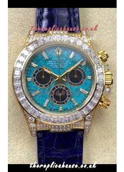 Rolex Daytona 126518LN Yellow Gold Turquoise Dial FREE SPRUNG MVMT Super Clone Watch 