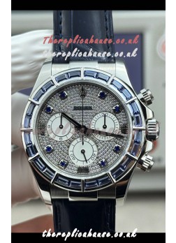 Rolex Daytona 116589SALV FREE SPRUNG MVMT White Gold Diamonds Dial Super Clone Watch 