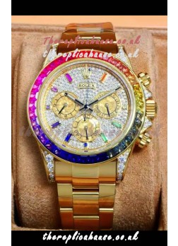 Rolex Daytona 116568 Rose Gold Moissanites Paved Dial Super Clone Watch 