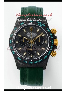 Rolex Daytona DiW Forged Cabon Casing Green Velcro Strap Super Clone Watch 