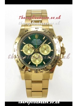 Rolex Daytona 126508 Yellow Gold Green Dial FREE SPRUNG Super Clone Watch 