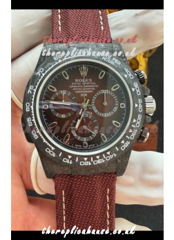 Rolex Daytona DiW Black Carbon Fiber Brown Dial Super Clone Watch 