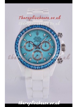 Rolex Daytona AET White Ceramic Blue Dial 4130 Movment Super Clone Watch 