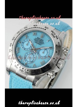 Rolex Daytona 116519 Stainless Steel Blue Pearl Leather Strap Super Clone Watch