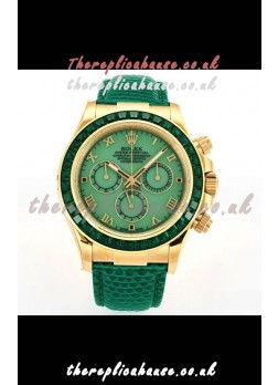 Rolex Daytona 116568 Yellow Gold 4801 Movement Sapphires Green Dial Super Clone Watch 
