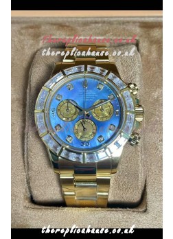 Rolex Daytona 116568 Yellow Gold Blue Pearl Dial Super Clone Watch 