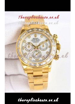 Rolex Daytona 116519 Yellow Gold White Pearl Dial Super Clone Watch 