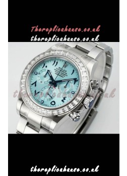Rolex Daytona 116519 Stainless Steel Ice Blue Arabic Dial Super Clone Watch 