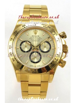 Rolex Daytona 126508 Yellow Gold Dial FREE SPRUNG MVMT Super Clone Watch 