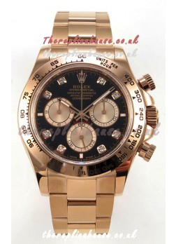 Rolex Daytona 126505 Rose Black Diamonds Dial FREE SPRUNG MVMT Super Clone Watch 