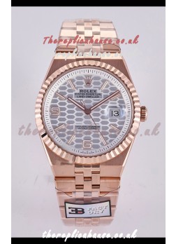 Rolex Land-Dweller 127336 Steel Honeycomb Dial Rose Gold 40MM Super Clone Watch 