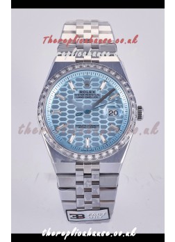 Rolex Land-Dweller 127336 Ice Blue Honeycomb Diamonds 40MM Super Clone Watch 