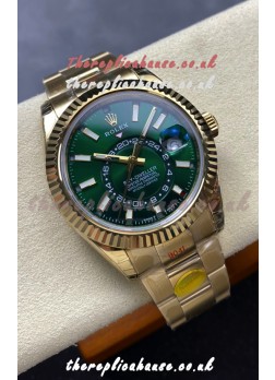 Rolex Sky-Dweller REF# 336238 Green Dial Oyster Yellow Gold Super Clone Watch 