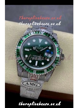 Rolex Submariner 116610 Iced Out Edition 18 Green Dial Swiss Replica Watch 