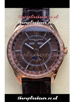 Vacheron Constantin Fiftysix Moonphase Brown Dial Rose Gold Swiss Replica Watch 